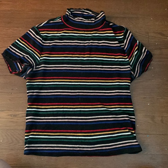 Garage short sleeve ribbed half turtleneck